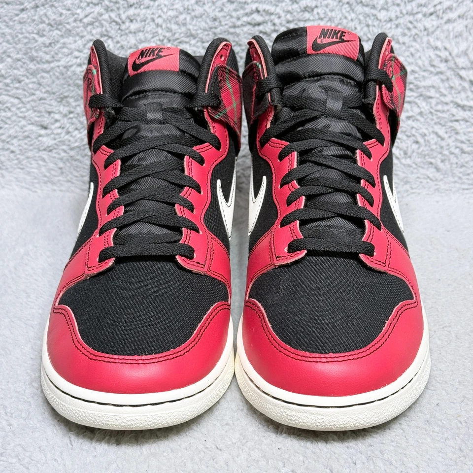 Nike Dunk High SE Tartán Cuadros Hombres Talla 13 Tenis Negro Rojo Cuero Foto 3 de 4