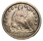 1858 O Seated Liberty Half Dime - Fine Details !!