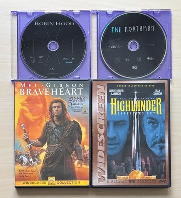 DVD LOT Robin Hood (2010) The Northman (2022) Highlander Director's Braveheart