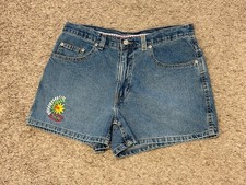 Y2K Vintage Old Navy Women s Denim Shorts Floral Embroidered Size 10 EXCELLENT