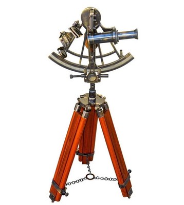 Vintage Antique 8'' Brass Astrolabe Sextant with Rosewood tripod Nautical gift