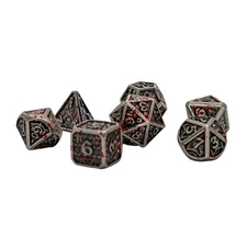 Seven Seas Pirates Metal Blood-Like Paint Splattered Silver Dice Set Hexagon Box