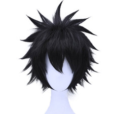 Black Spiky Wig with Hair Cap Short Anime Cosplay Wig Men Halloween Costume