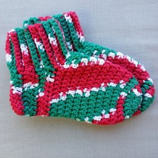 Mistletoe Crochet Slipper Booties OS Medium premade full coverage warm socks