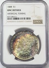 1888 U.S. Silver Morgan Dollar NGC Unc. Details A.T. *Rainbow Toning* - Campos