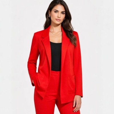 NWT Long Tall Sally Fiesta Red Ponte Jacket Sz 6 Open Blazer Stretch Office LTS