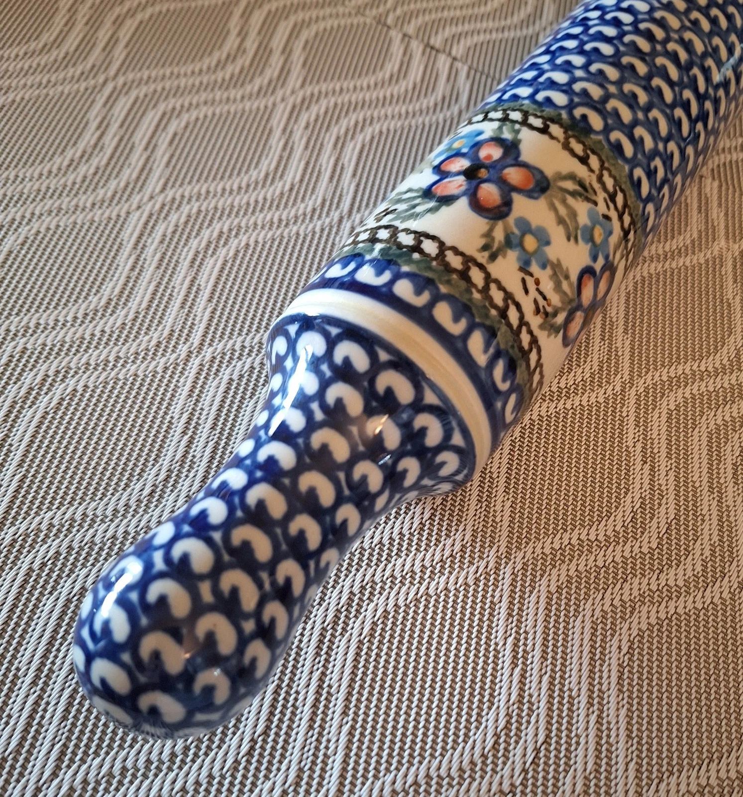 Polish Stoneware Rolling Pin Unikat Poland Hand Painted