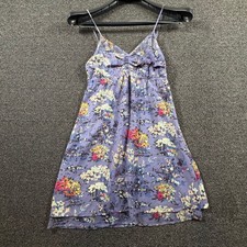 American Eagle Floral V-Neck Empire Waist Mini Dress Women's 2 Purple Adjustable