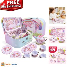Imaginative Unicorn Tea Time Play Set with Teapot  Carrying Case - 15 Pieces
