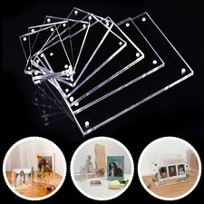 1Pc Clear Acrylic Photo Frame Magnetic Poster Display Stand Desktop Ornament
