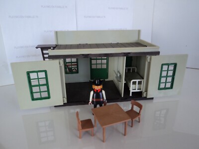 PLAYMOBIL VINTAGE WESTERN maisons banque panneau we buy du set 3422
