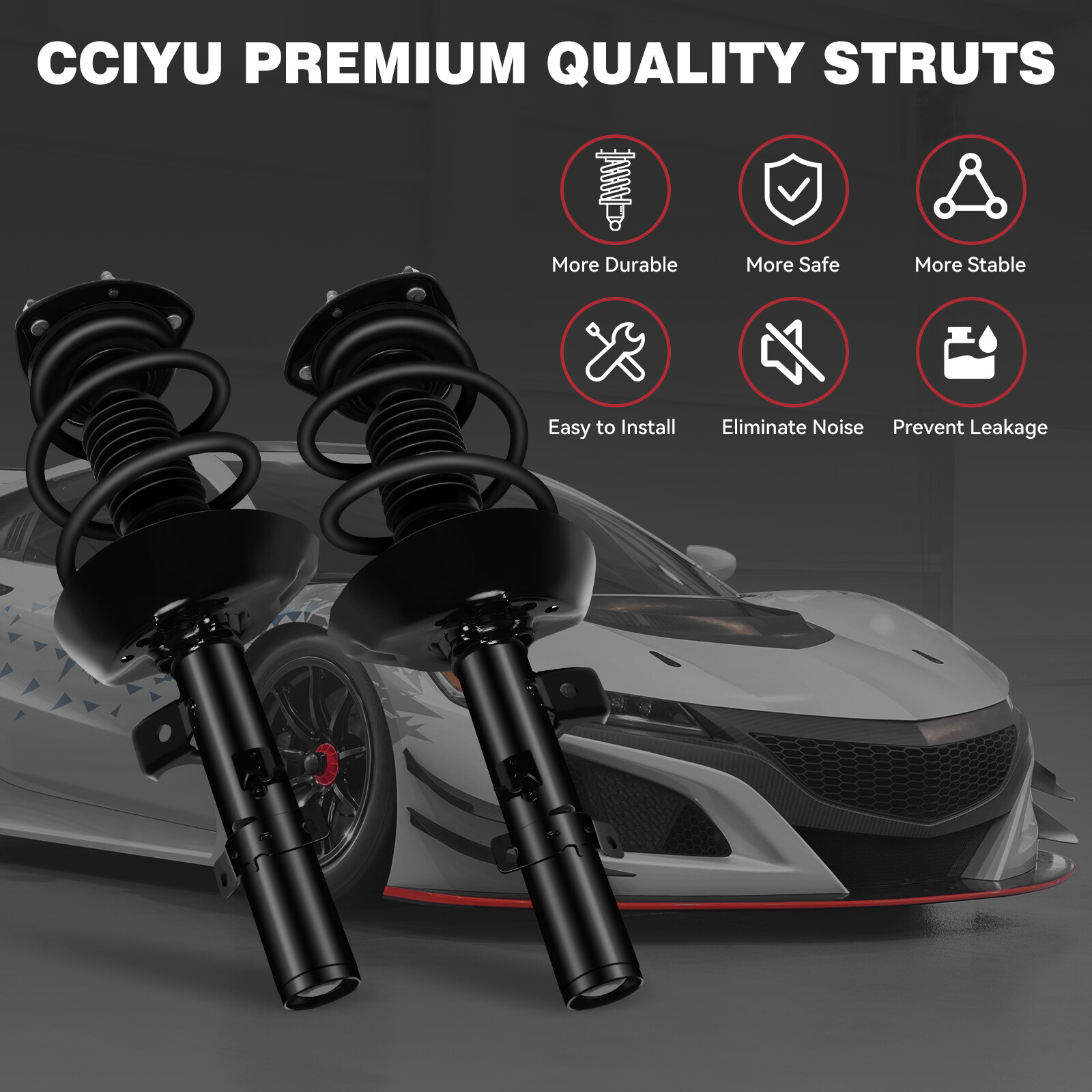 2 Front Complete Strut Coil Spring For Honda Accord 2013 2014 2015 2016 2017