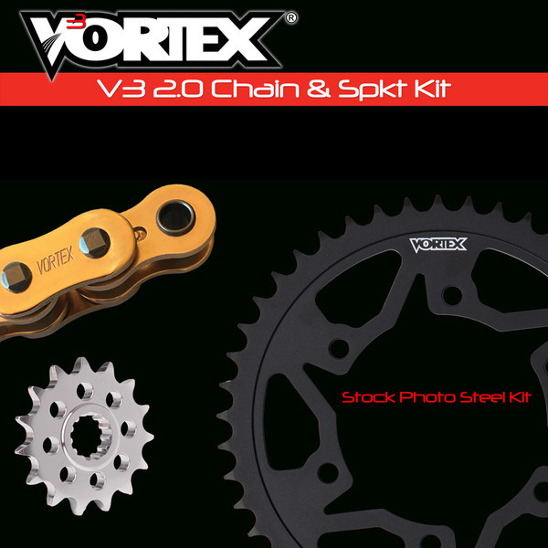 03-04 ZX6R 636 Vortex G520SX3 14/40T Steel Sprocket & Gold Chain