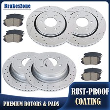 Front and Rear Brake Rotors Pads for Ford F-150 2010 2011 6 Lug Drilled Slotted