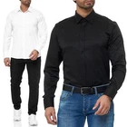 Shirt men's modern fit business casual wedding easy iron shirts long sleeve
