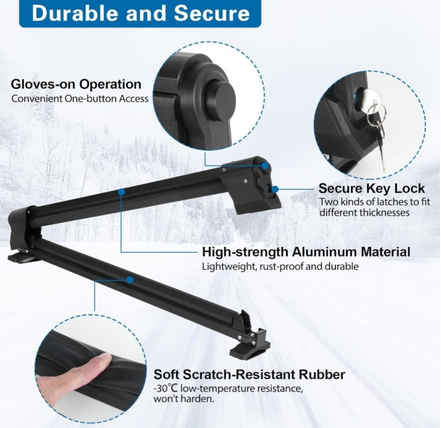 OUTPRIZE Ski Rack for Roof Rack, Extended Version Aluminum Snowboard Rack wit...