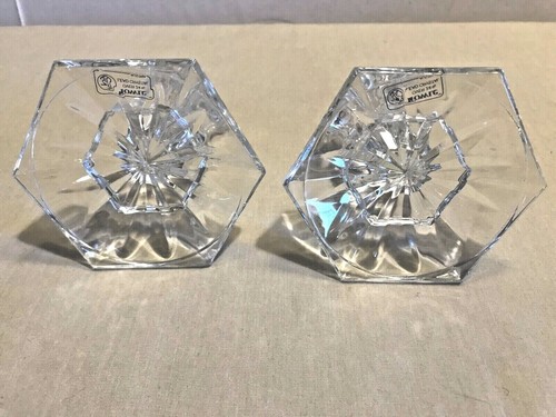 Pair Of Towle Candle Holders 24% Lead Crystal 3" Candlesticks Austria With Box - Picture 6 of 7