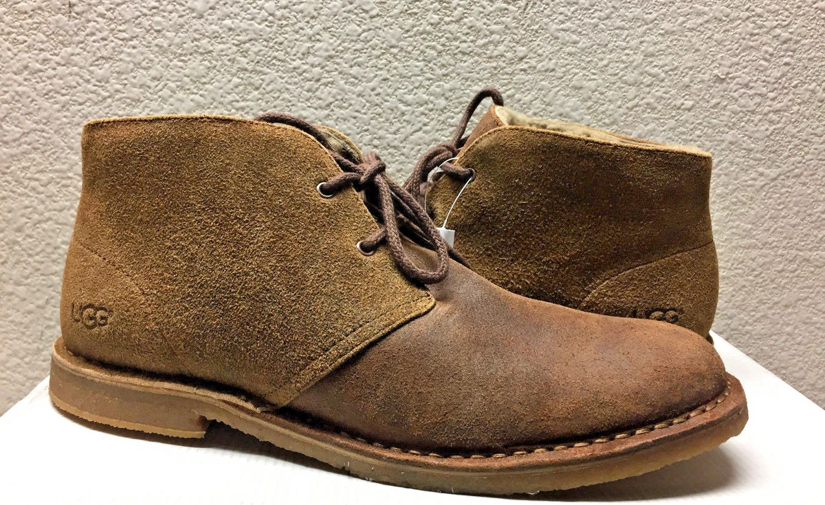 UGG MEN LEIGHTON BOMBER JACKET CHESTNUT CHUKKA SHOE US 12 EU 45.5 UK 11