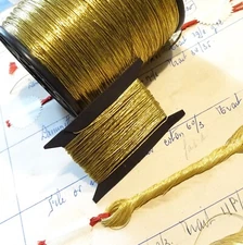ANTIQUE French Gold Metallic Metal Thread heavy Embroidery 12 yard Fly Tying vtg