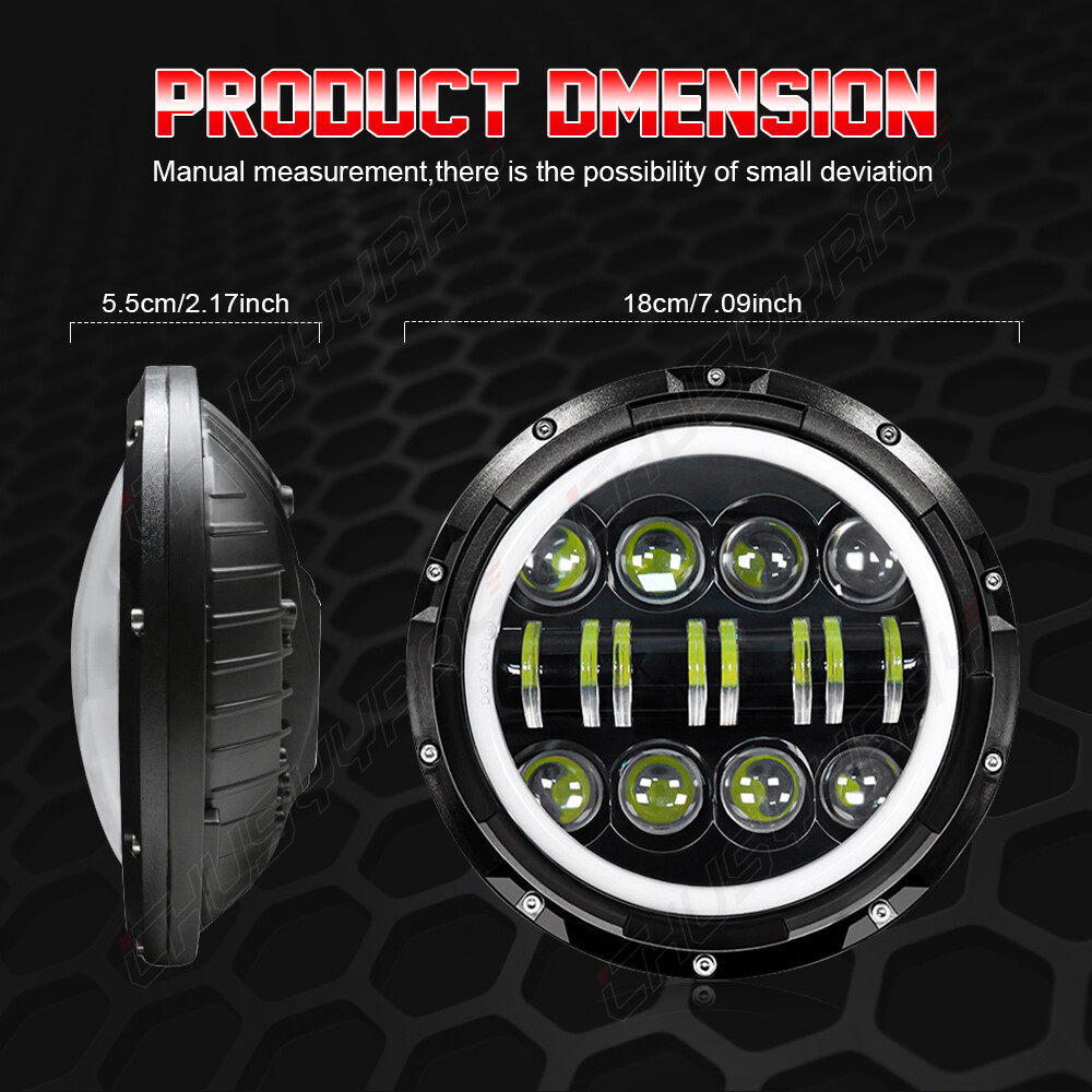 7 In Round Led Headlights DOT Approved 7 Inch Round LED Headlights With Halo DRL For Jeep Wrangler JK TJ CJ LJ Jeep Jl Led Headlights - Foto 6