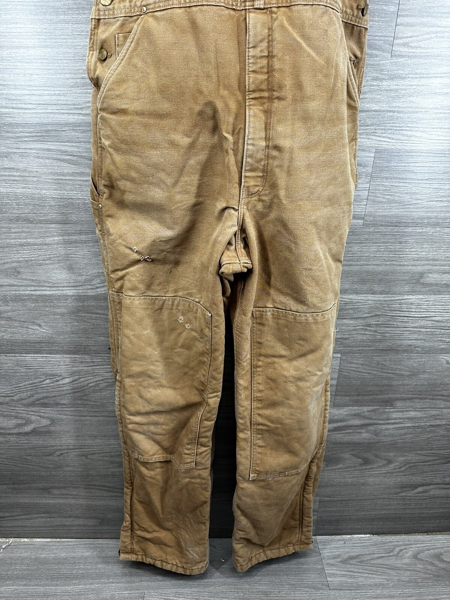 VTG Carhartt Men's Denim Bib Overalls 42x36 UFCW Union Made in USA