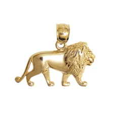 New 14k Yellow Gold Lion Pendant