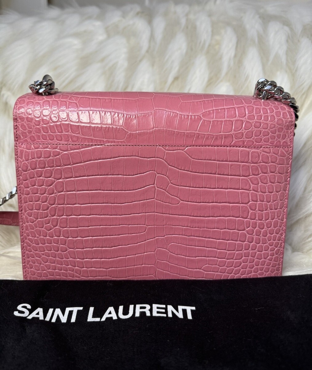 Saint Laurent Sunset Medium Crocodile Style Pink Bag | eBay