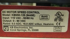 KB ELECTRONICS CAT# KBMM-125 (9499E), CONTROL DE VELOCIDAD DEL MOTOR DC,...WN-36B