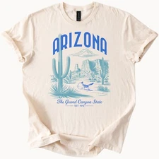 Arizona Graphic T Shirt Grand Canyon State Cactus Desert Roadrunner Tee