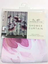 Printed Floral Peony Fabric Shower Curtain  New Blossom  Vine