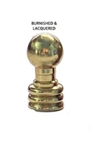 NEW Solid Brass Lamp Shade Finial TOPPER 1-1/8" Tall, Burnished & Lacquered  