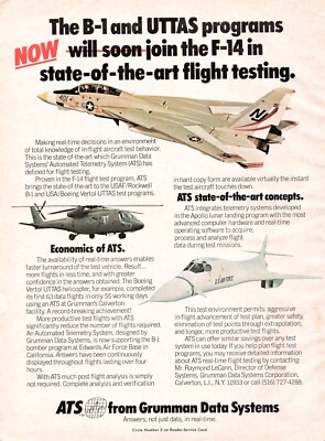 ATS Grumman Data Systems F-14 Testing Vertol UTTAS Helicopter Vtg Mag Excerpt