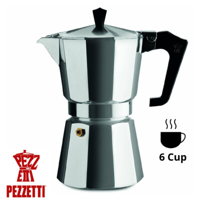Pezzetti Italexpress Mokkakanne Herdplatte Kaffeemaschine - 6 Espressotassen Silber