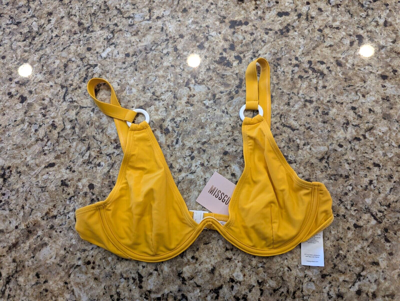 Misguided - yellow ring detail triangle bikini top US 10 Sold Out