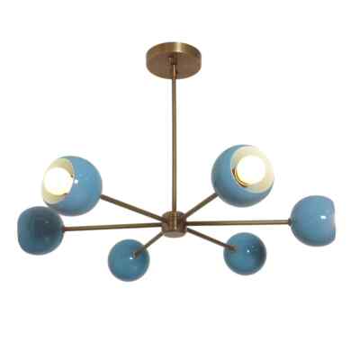 Six Light eyeball Shade Brass Sputnik Handmade Ceiling Light Chandelier Pinwheel