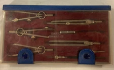 VINTAGE BACO DRAWING SET USA DRAFTING TOOLS. LITTLE DUSTY FROM SETTING SO LONG.
