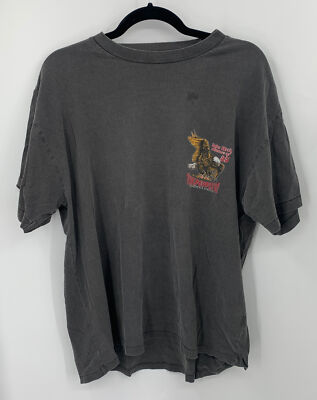 The People VS Men Gray Cotton Eagle Bike Print Short Sleeve T-Shirt sz L-STAINED