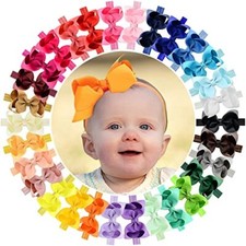 30 Pack 4.5 Inch Headband Grosgrain Ribbon Hair Bows for Toddlers Baby Girls