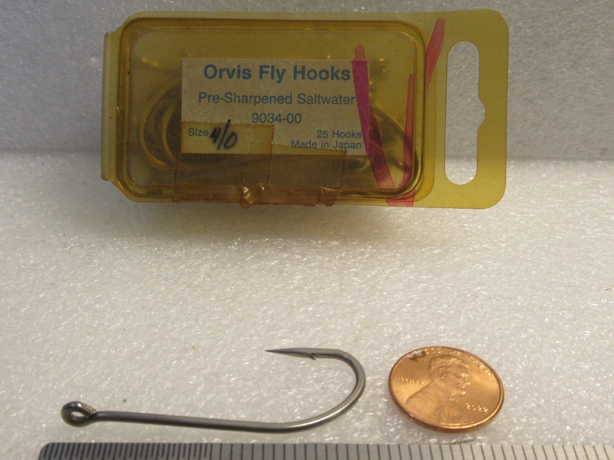 bulk fly fishing hooks for sale 25 Orvis 9034-00 Sz 4/0 Stainless Steel Saltwater Fly Tying Hooks Japan  Made