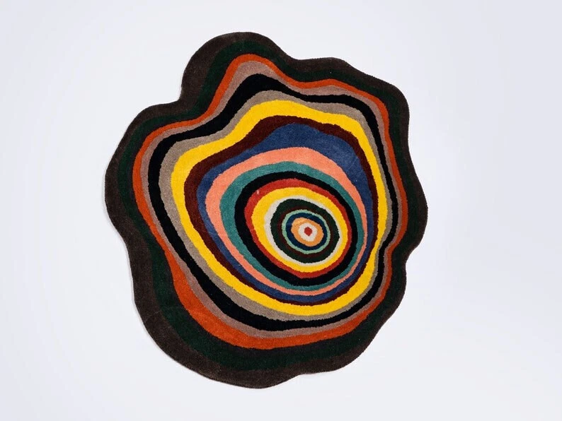 Irregular Handmade Tufted Wool Carpet for Living Room, Bedroom, Hall, Entryway - Image 3 of 4