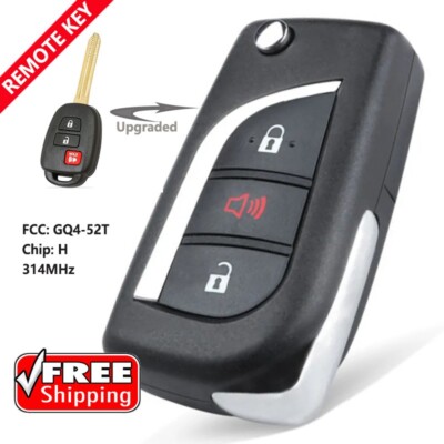 GQ4-52T H Chip Modified Flip Remote Key Fob for TOYOTA RAV4 Highlander Tacoma
