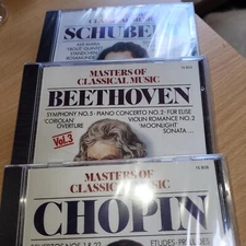 Masters of Classical Music Volumes 3 8 9 Schubert Chopin Beethoven set of 3 CDs