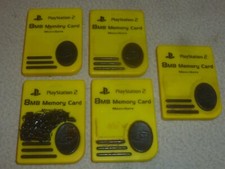 PLAYSTATION 2 MEMORY CARD LOT OF 5 OEM OFFICIAL MAGIC GATE 8MB YELLOW SONY