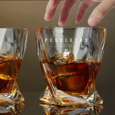 Custom Engraved Pendleton Blended Canadian Whisky Glass – 10 oz Twisted Rocks Gl