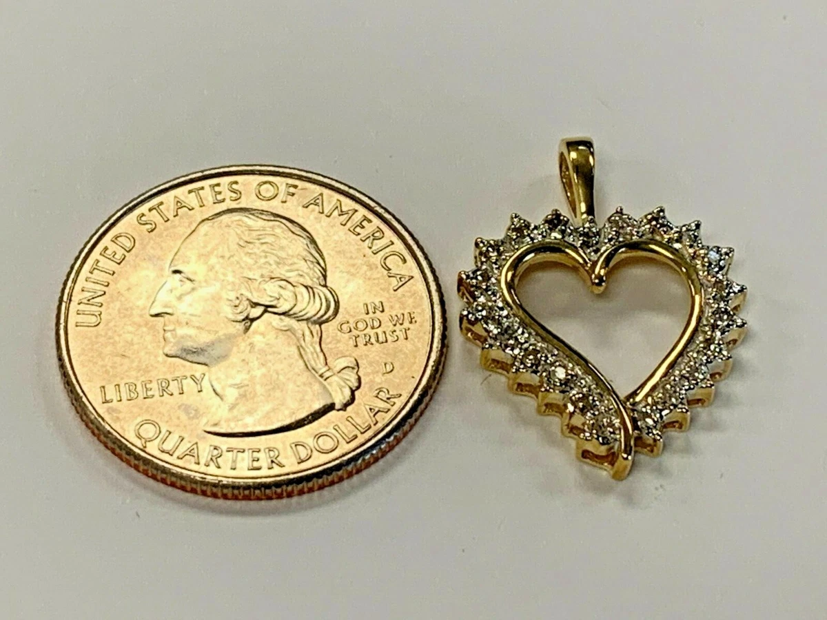 10k yellow gold DIAMOND heart pendant NBXX | eBay