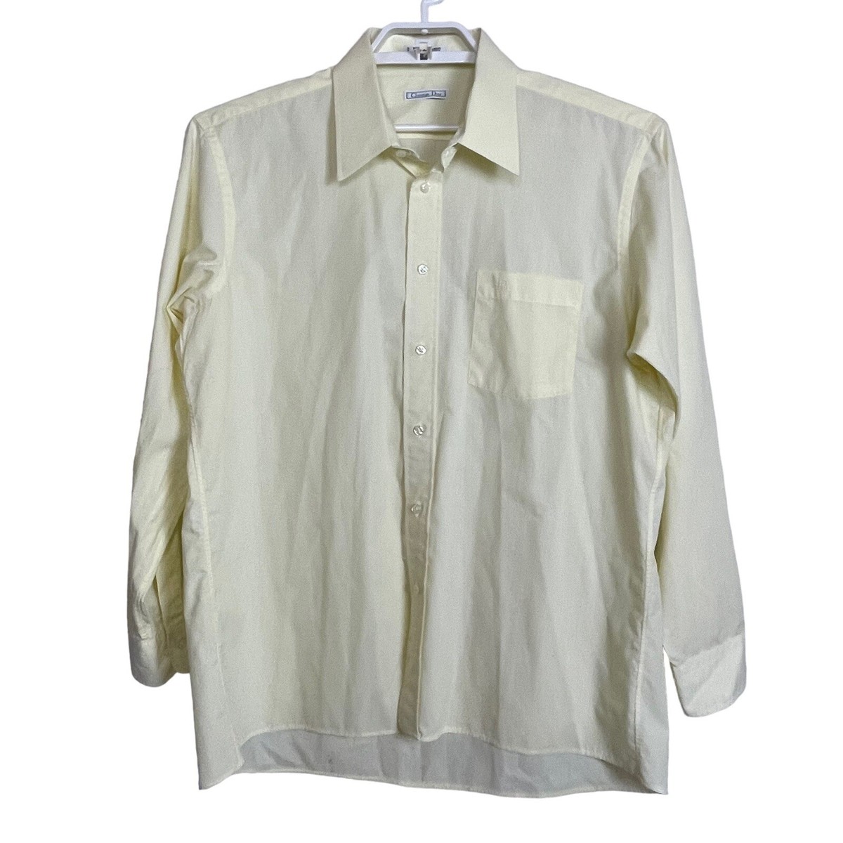 Vintage Christian Dior Men's Sz 17 34/35 Yellow Button Up Vintage Christian Dior Men's Sz 17 34/35 Yellow Button Up