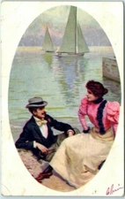 Postcard - Lovers talking to each other Art Print - Love/Romance Greeting Card