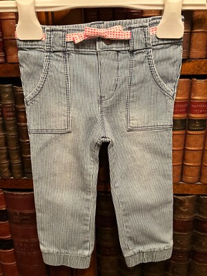 Baby Mädchen OshKosh B'Gosh blau gestreift Jeans Stil Leggings Hose - 12M - neu