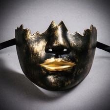 Black Gold Lip Lower Half Face Costume Masquerade Festival Ball Party Mask