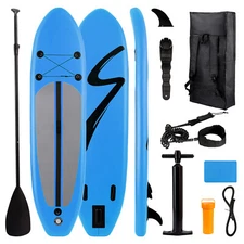 10' Inflatable Stand up Paddle Board SUP Surfboard w/Aluminum Paddle, 6'' Thick